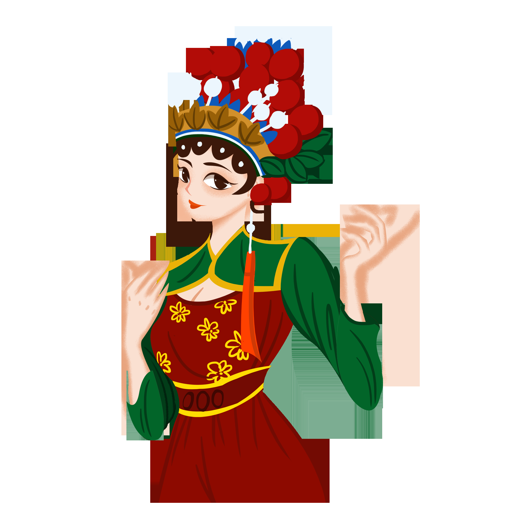 56个少数民族卡通人物服饰免抠元素插画124
