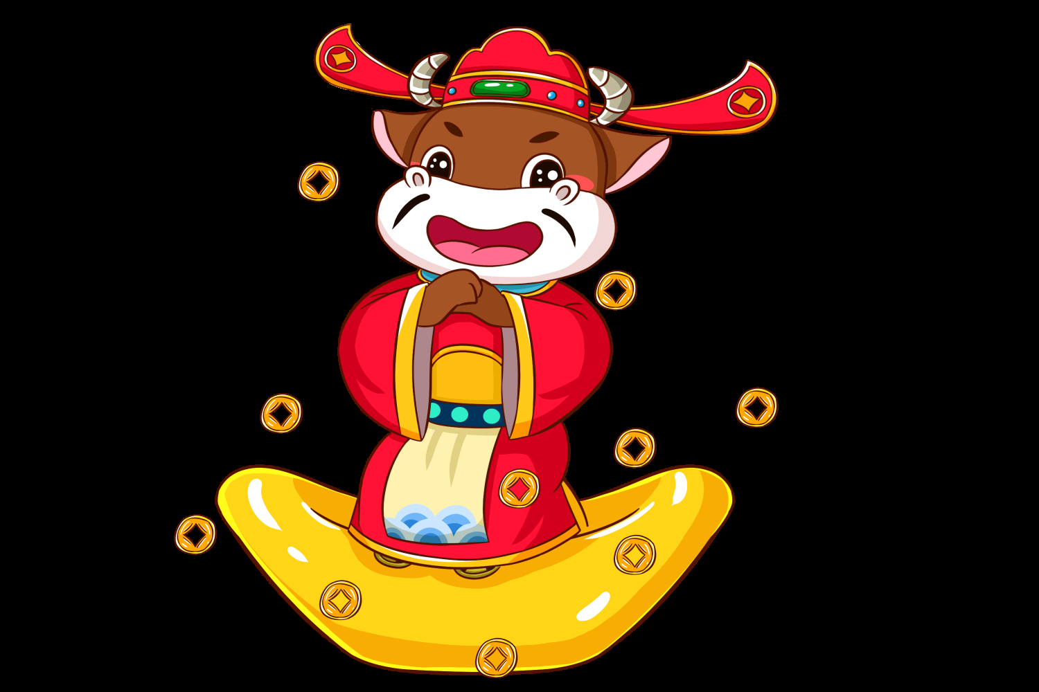 卡通财神插画表情免抠素材36