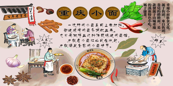饭店餐厅面馆重庆小面壁画素材墙贴24