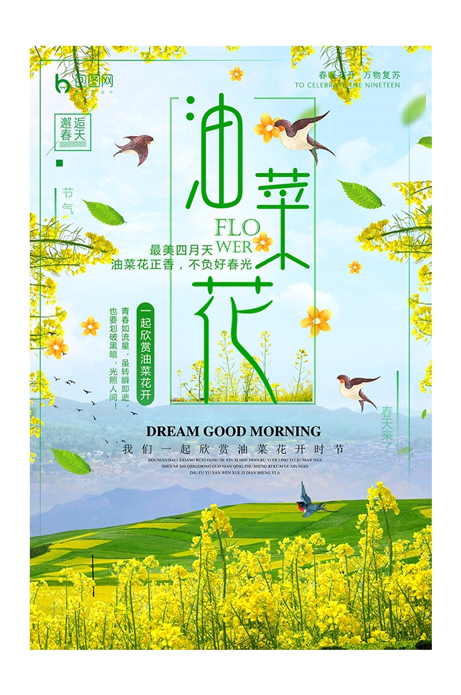 旅游观光PSD海报模板油菜花农田菜地促销宣传单展板 (6)