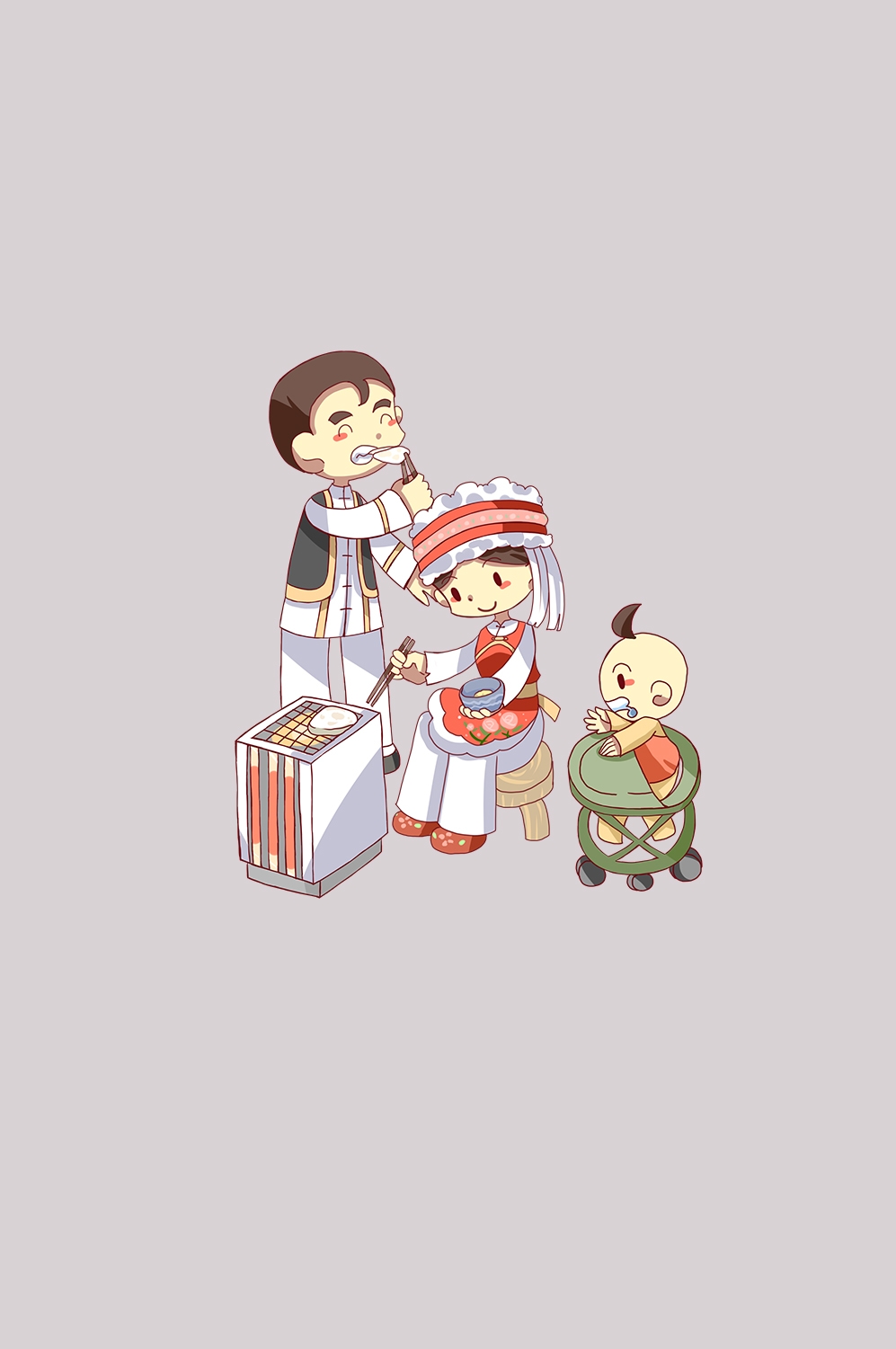 56个少数民族卡通人物服饰免抠元素插画22