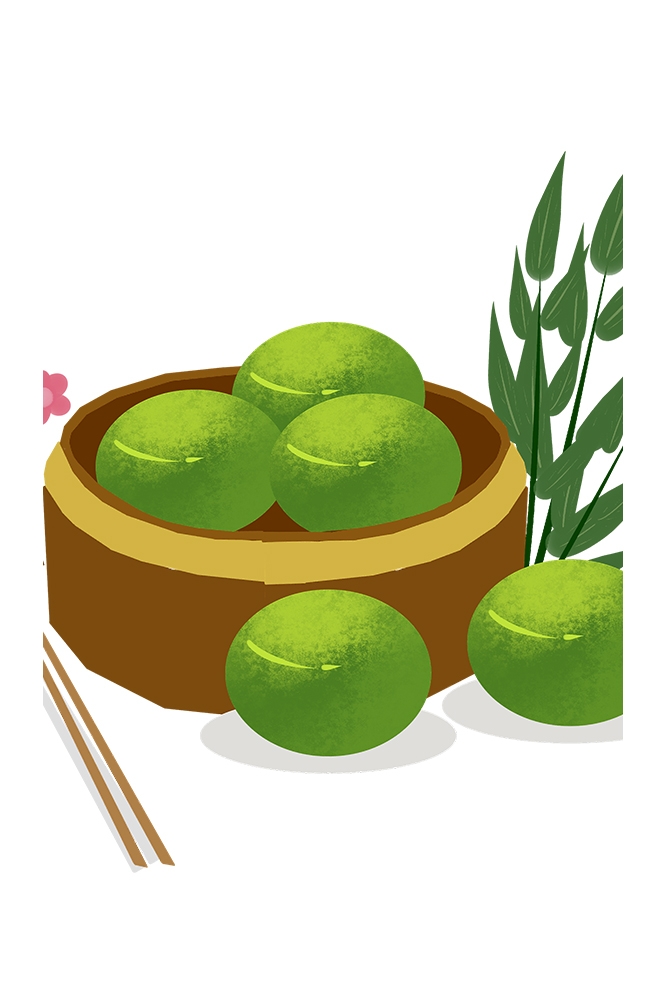 清明节海报设计插图卡通青团素材图片元素免抠92