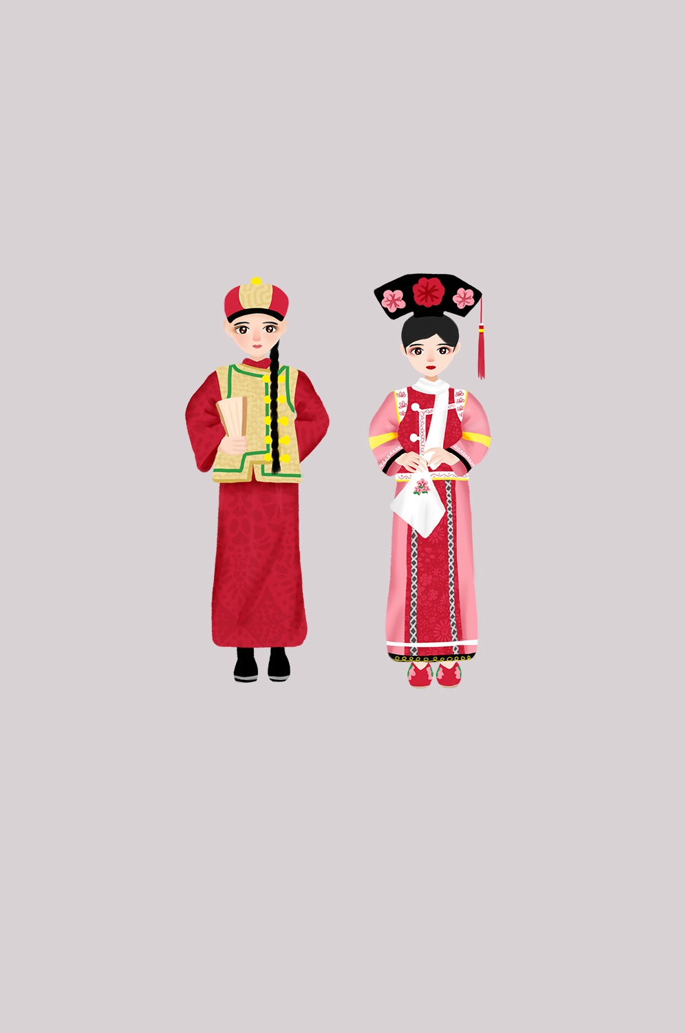 56个少数民族卡通人物服饰免抠元素插画112