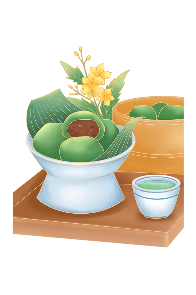 清明节海报设计插图卡通青团素材图片元素免抠91