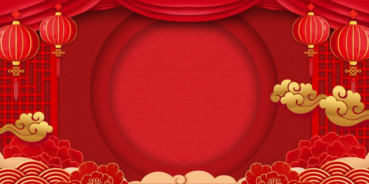 中式红色喜庆婚礼婚庆海报背景百年好合喜字结婚背景 (8)