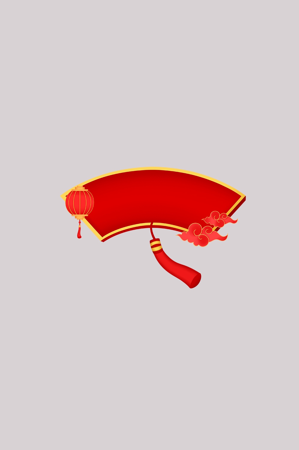 扇形边框中国风扇子装饰元素免抠素材25