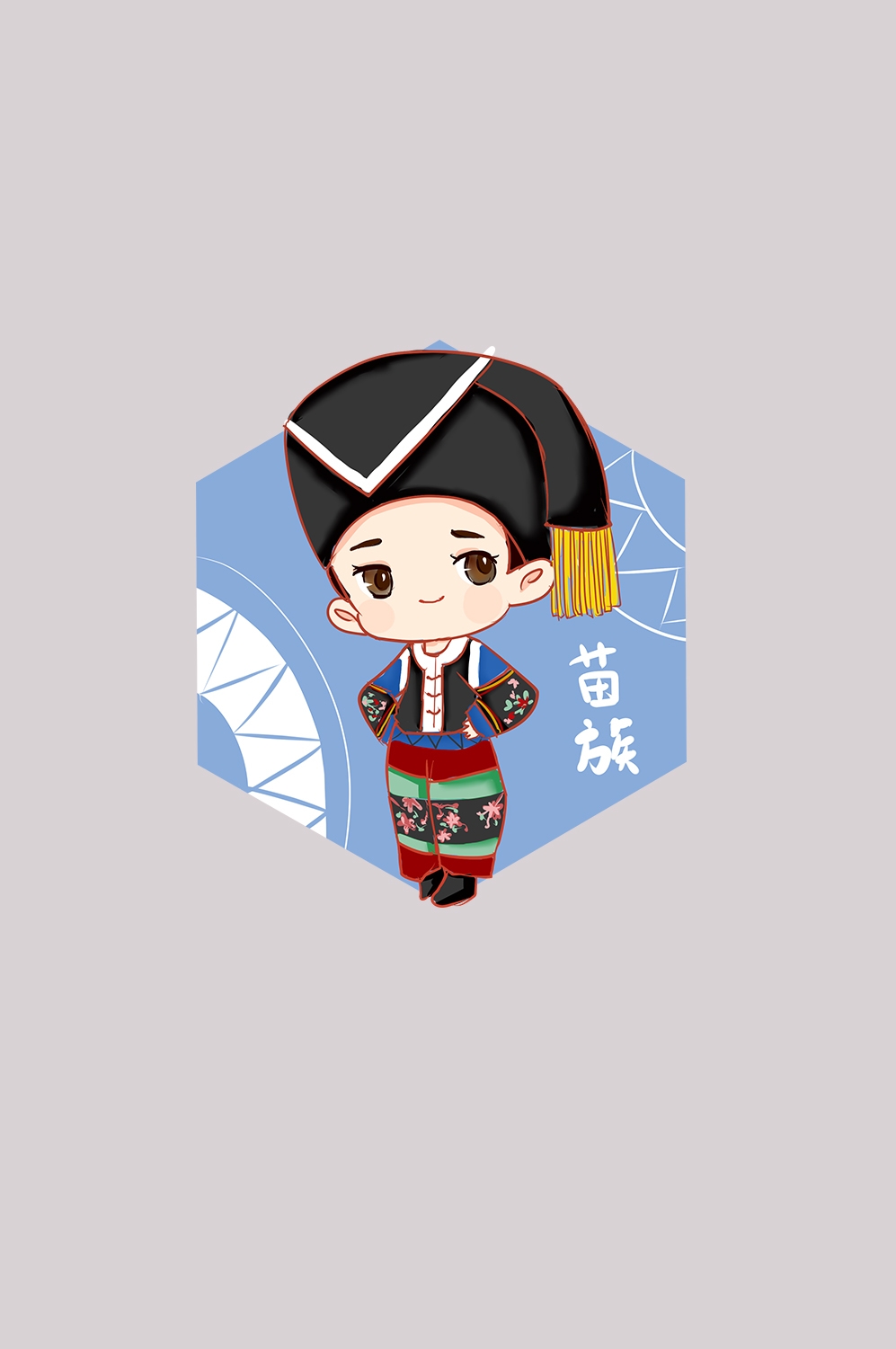 56个少数民族卡通人物服饰免抠元素插画90