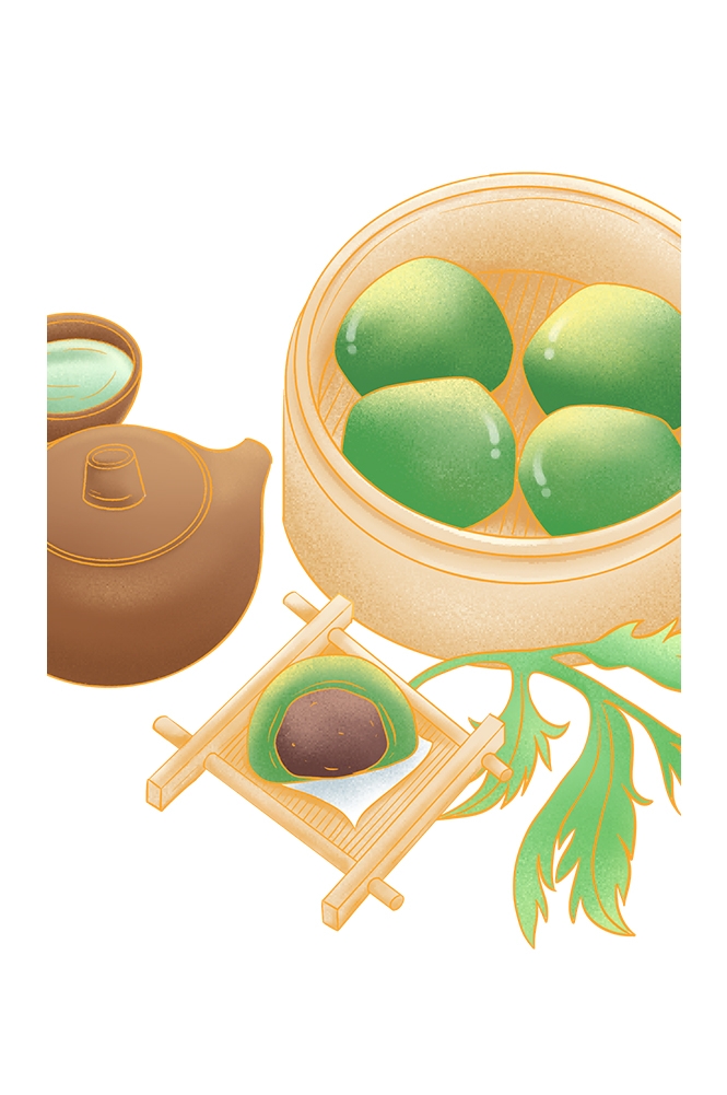 清明节海报设计插图卡通青团素材图片元素免抠76
