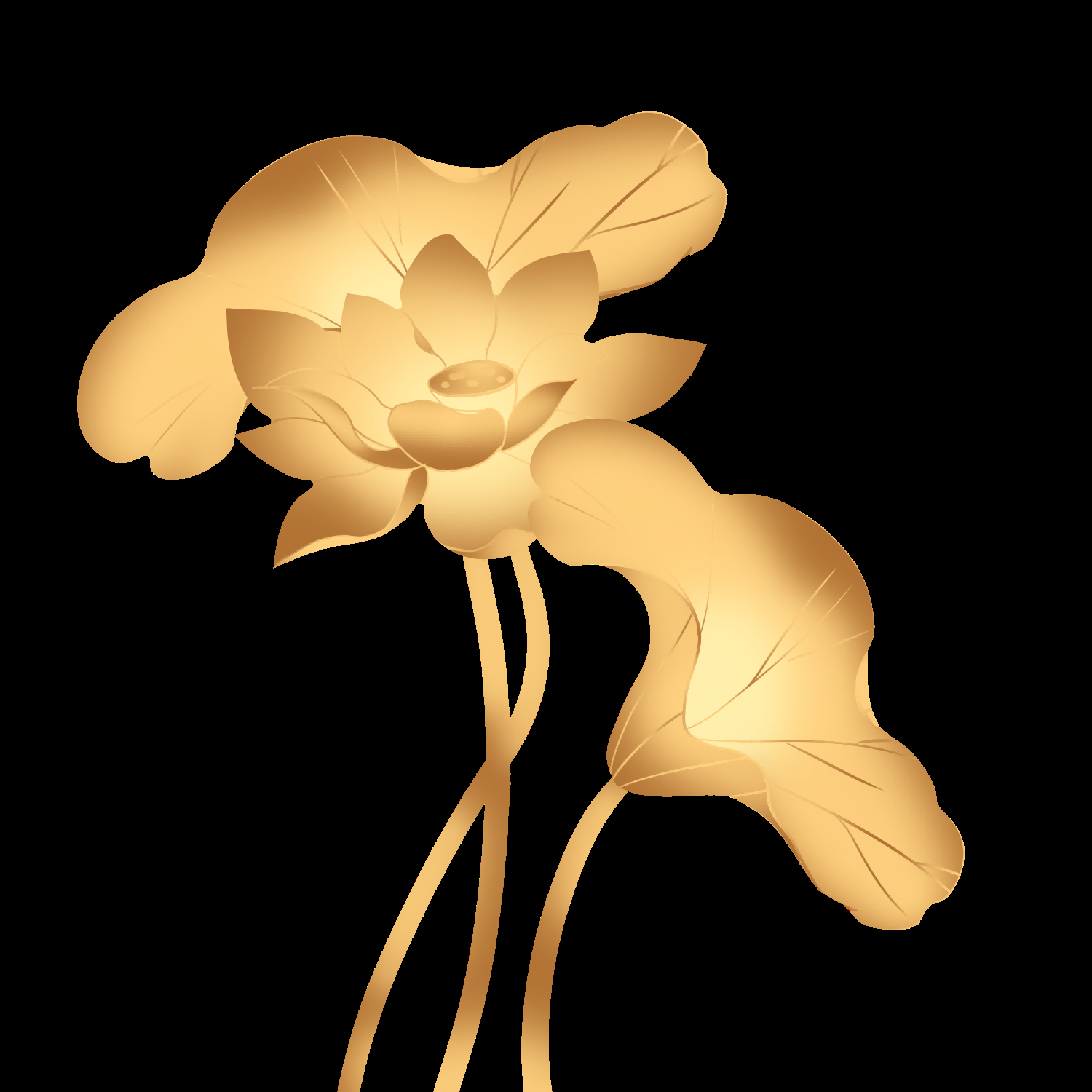 金色莲花装饰元素免抠素材12
