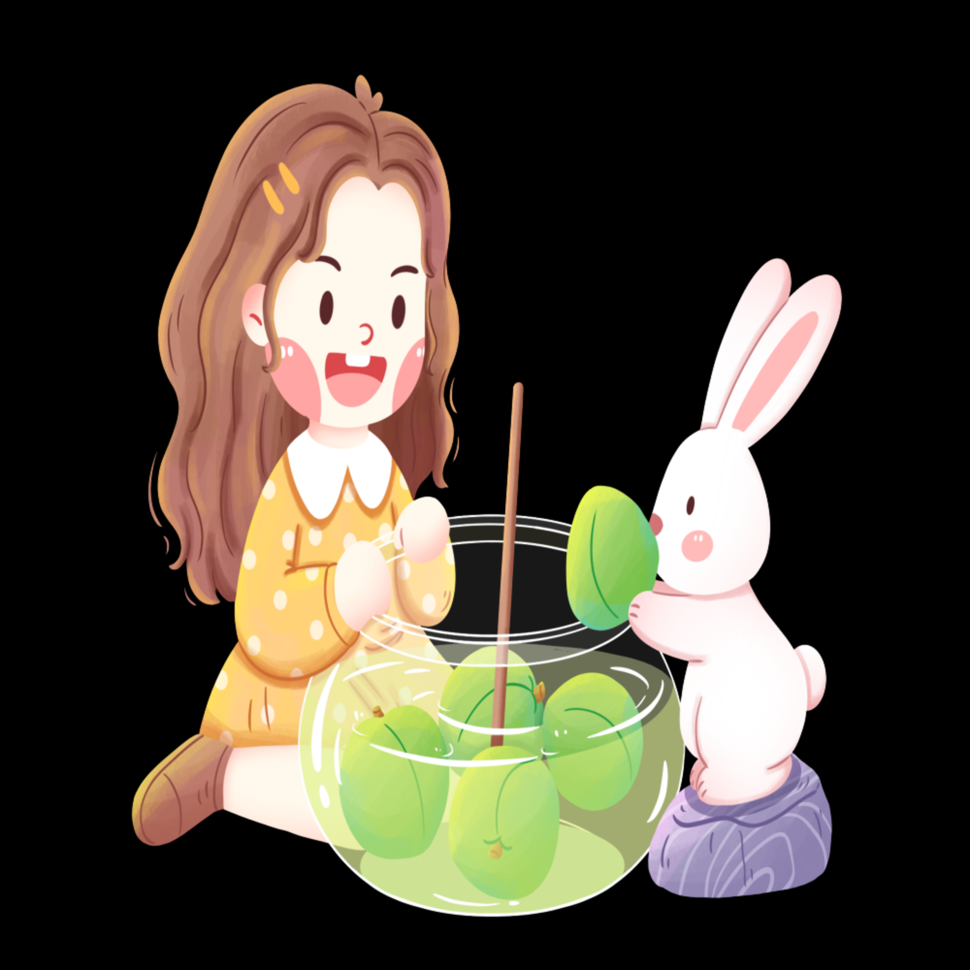 卡通手绘水果青梅图案素材图片装饰插画免抠88