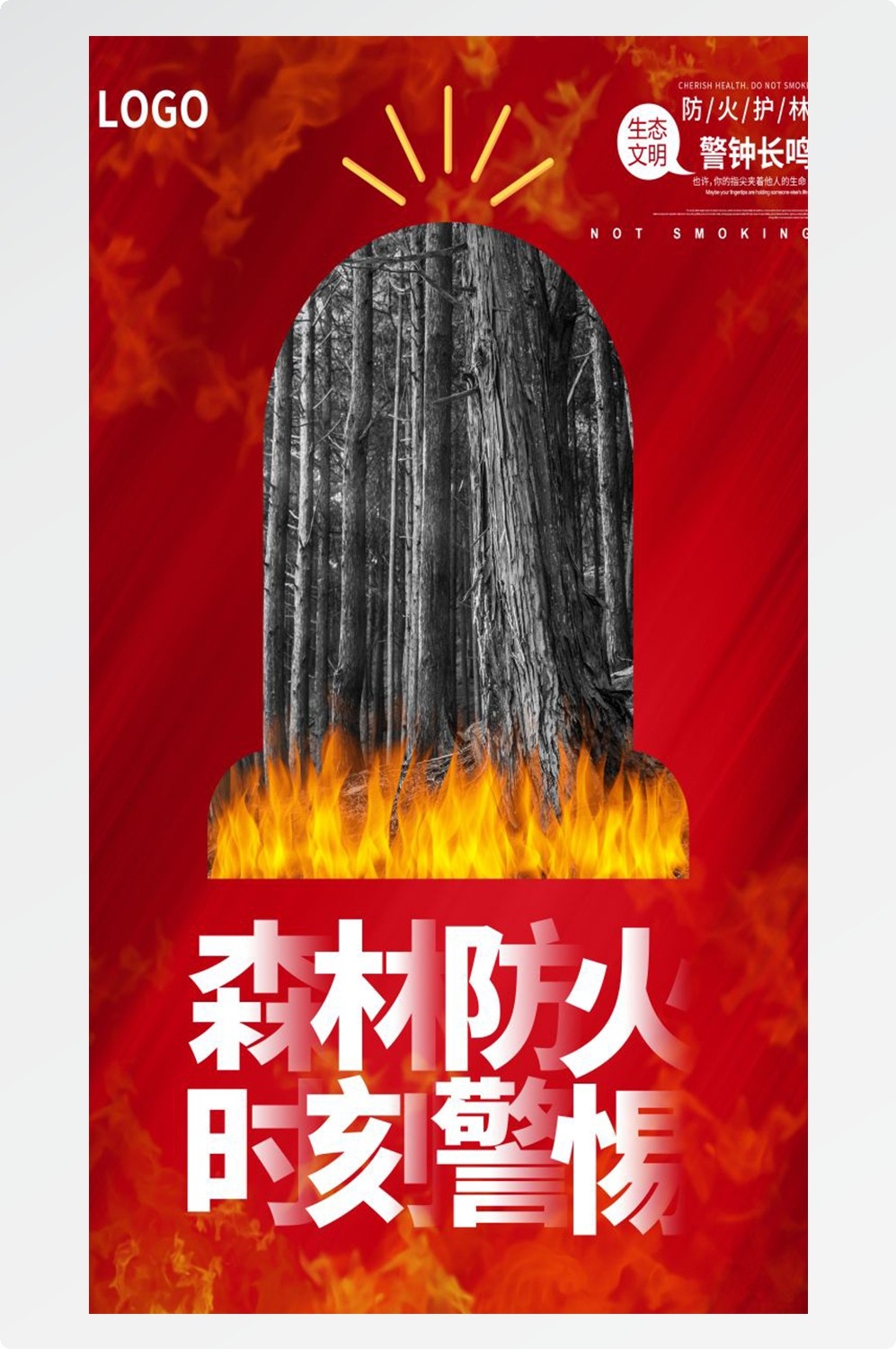 森林防火竖版预防森林火灾消防安全海报素材87
