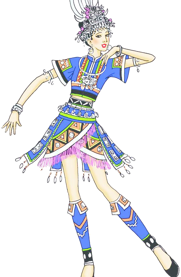 56个少数民族卡通人物服饰免抠元素插画62