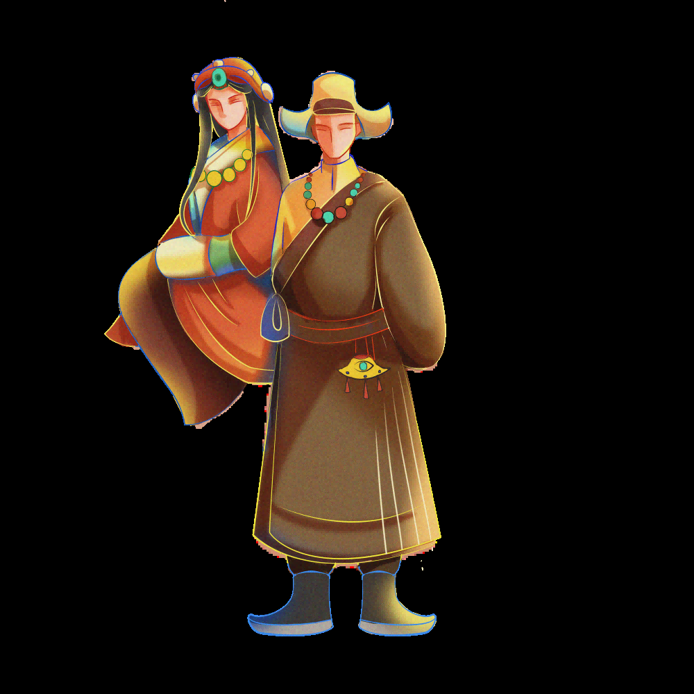 56个少数民族卡通人物服饰免抠元素插画181