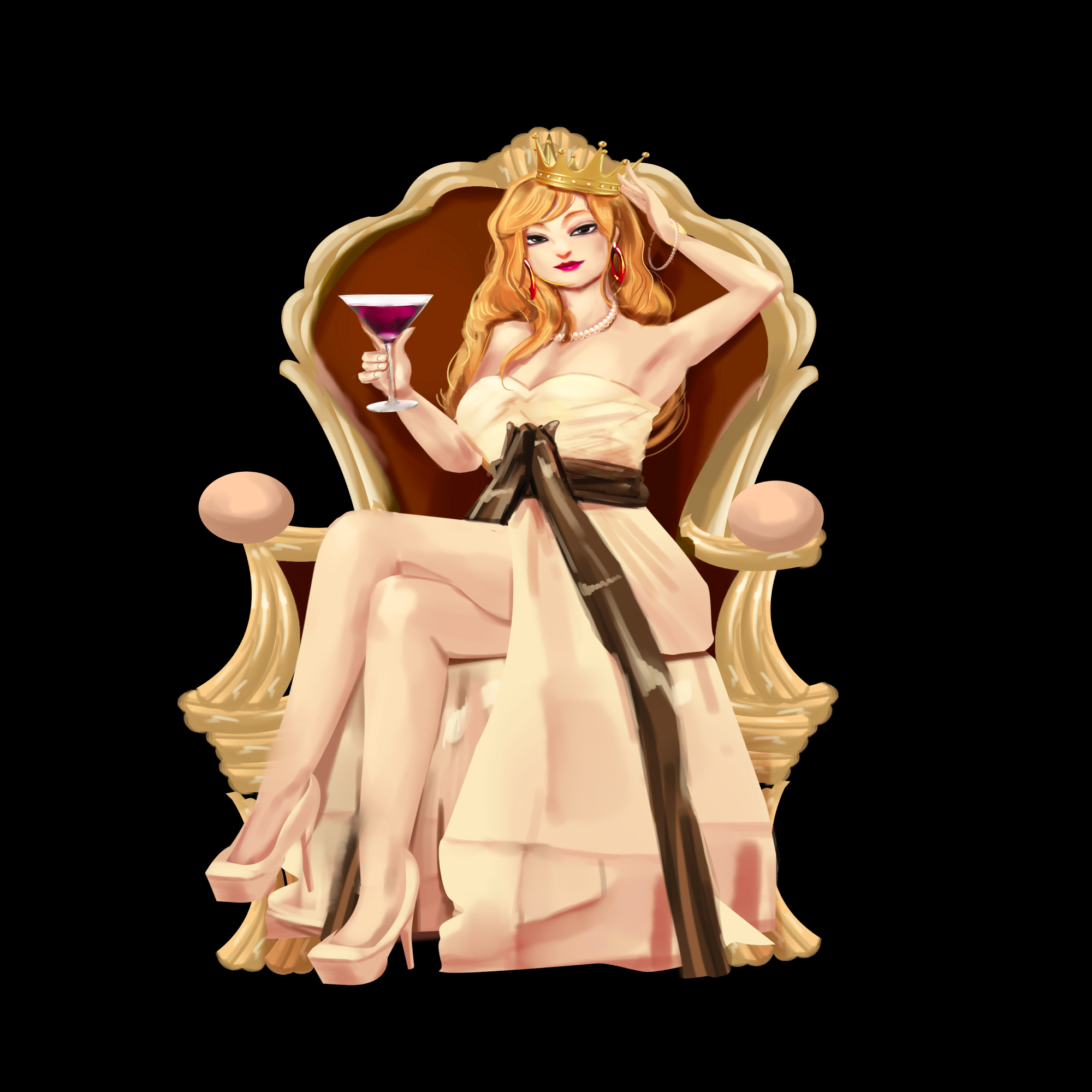 三八女王节女神节妇女节卡通人物主题插图透明背景免抠90