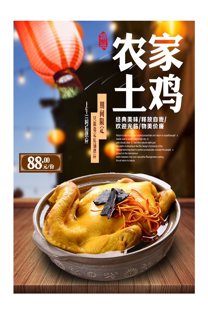 餐饮美食PSD海报背景模板乌鸡汤炖鸡汤促销宣传单 (2)