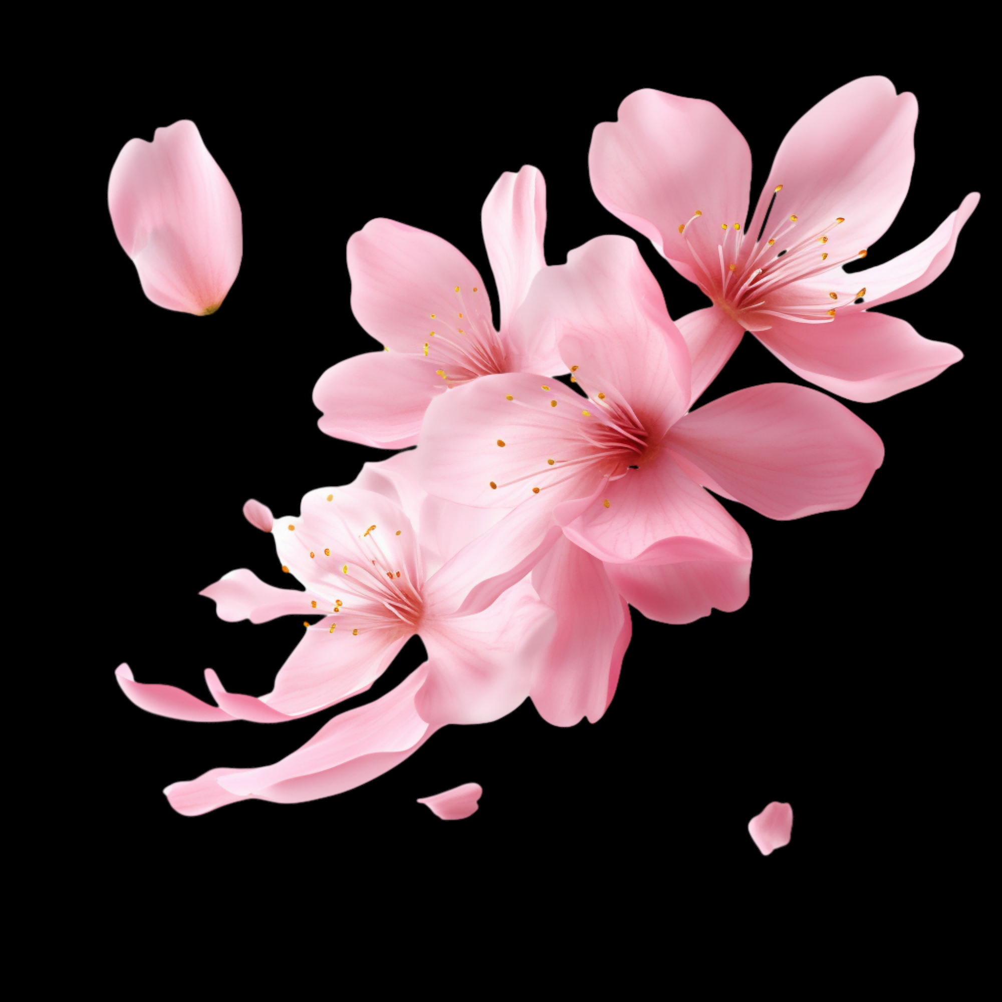 桃花素材图中国风海报设计桃树花枝透明背景1