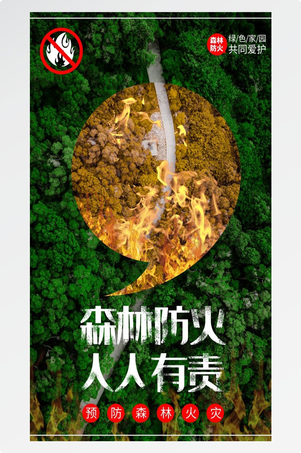 森林防火竖版预防森林火灾消防安全海报素材62
