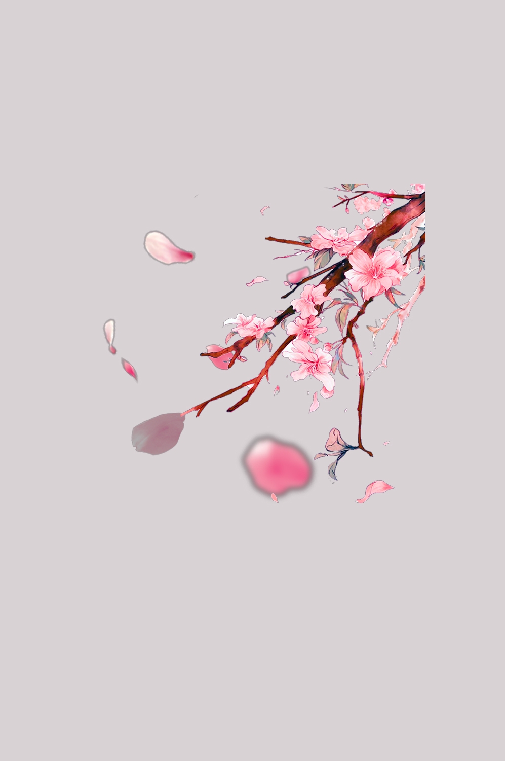 桃花素材图中国风海报设计桃树花枝透明背景3