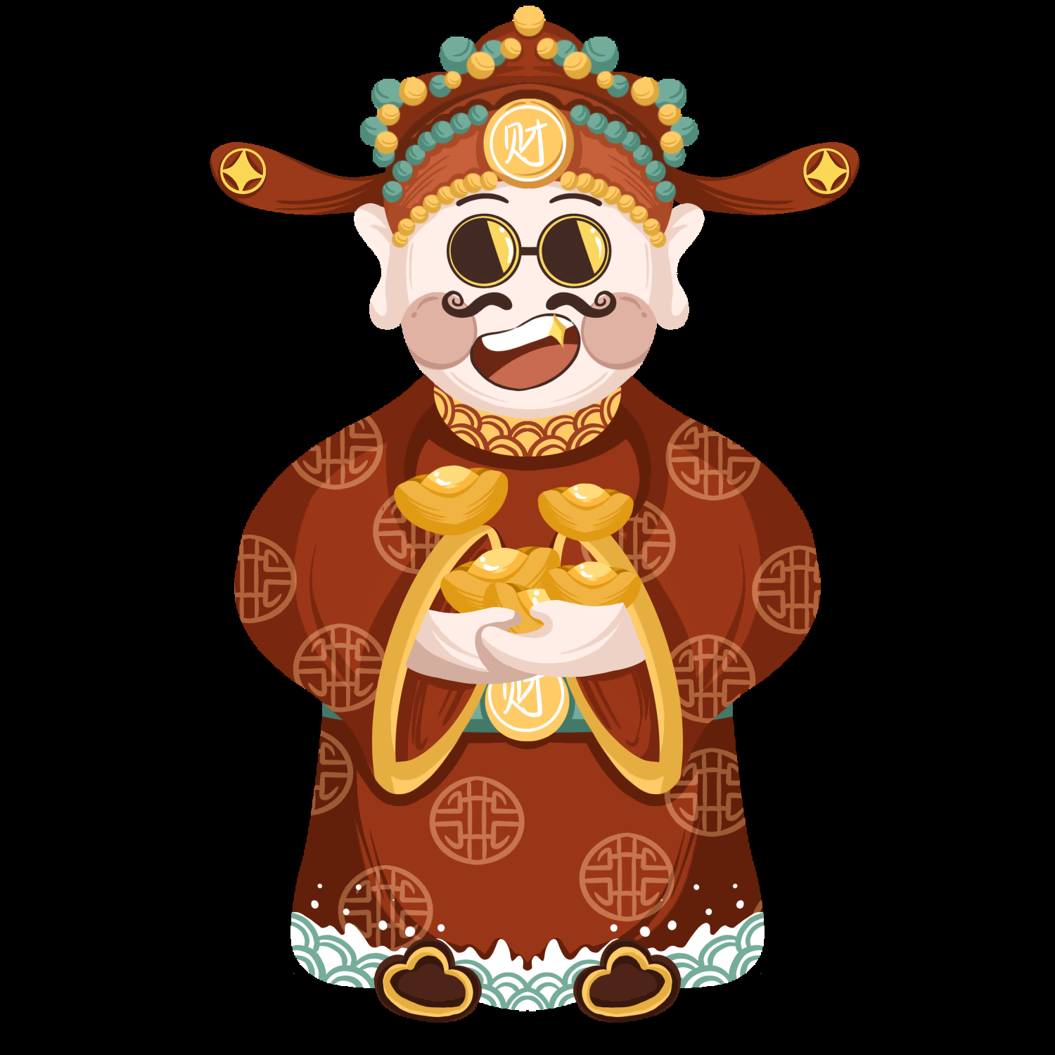 卡通财神插画表情免抠素材57