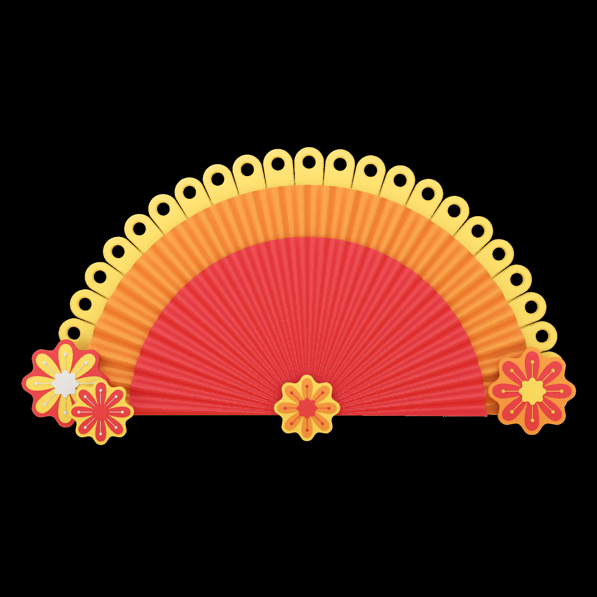 扇形边框中国风扇子装饰元素免抠素材5