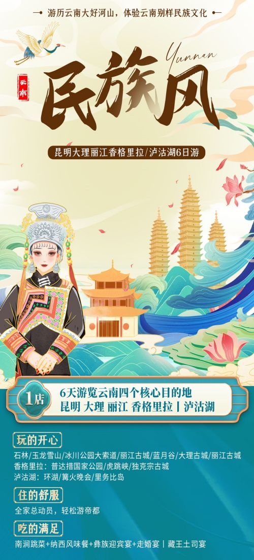 云南昆明大理洱海丽江西双版纳滇西腾冲泸沽湖旅游海报29