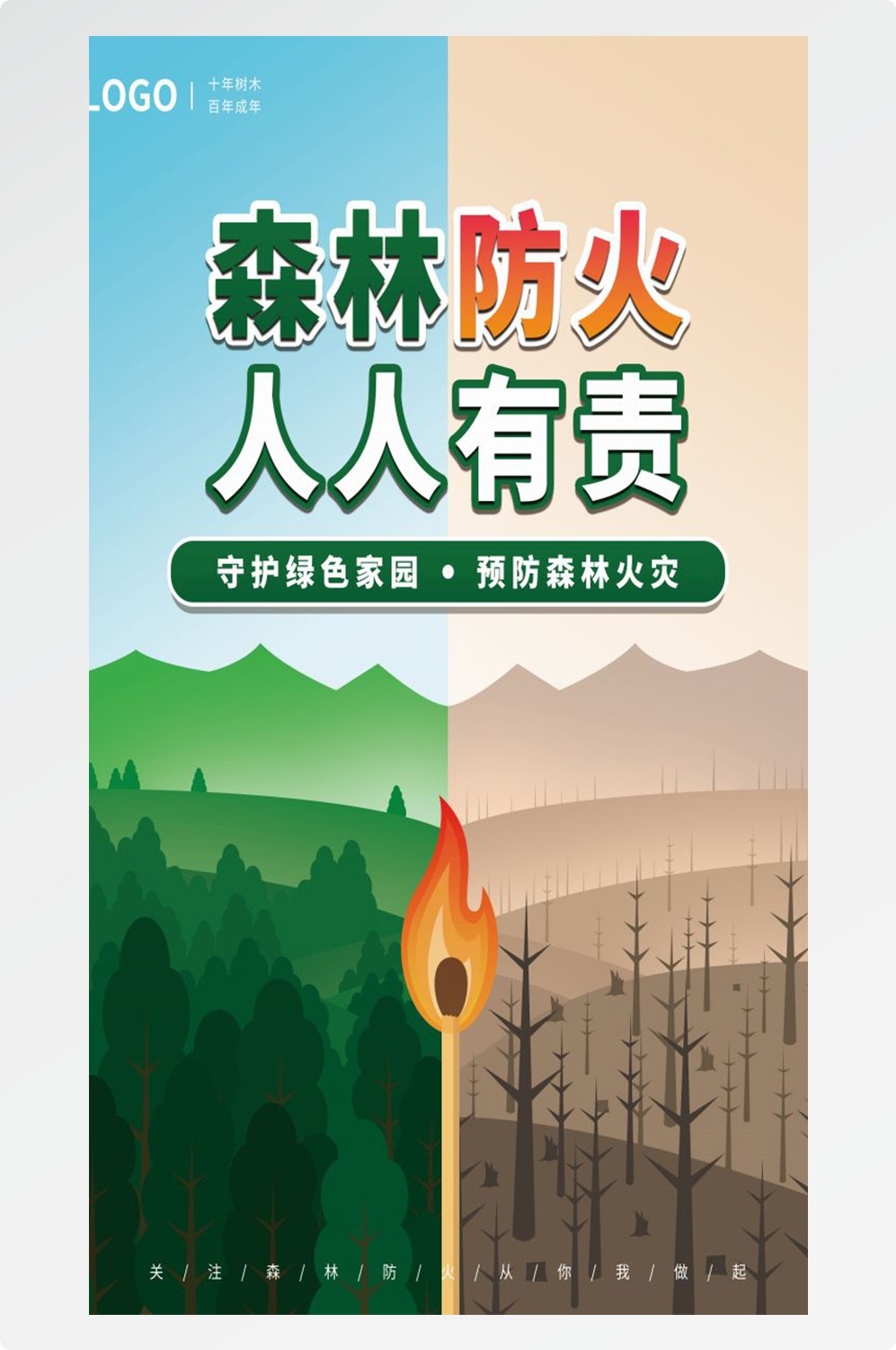 森林防火竖版预防森林火灾消防安全海报素材85