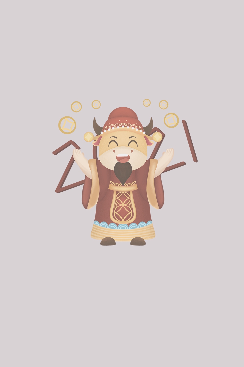 卡通财神插画表情免抠素材49