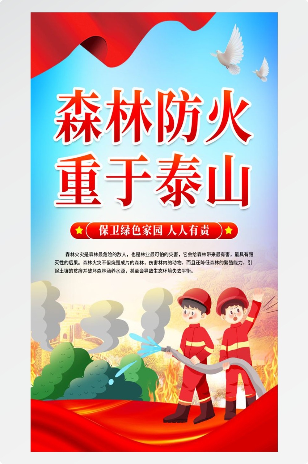 森林防火竖版预防森林火灾消防安全海报素材115