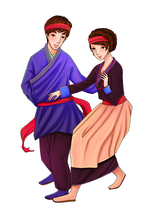 56个少数民族卡通人物服饰免抠元素插画18
