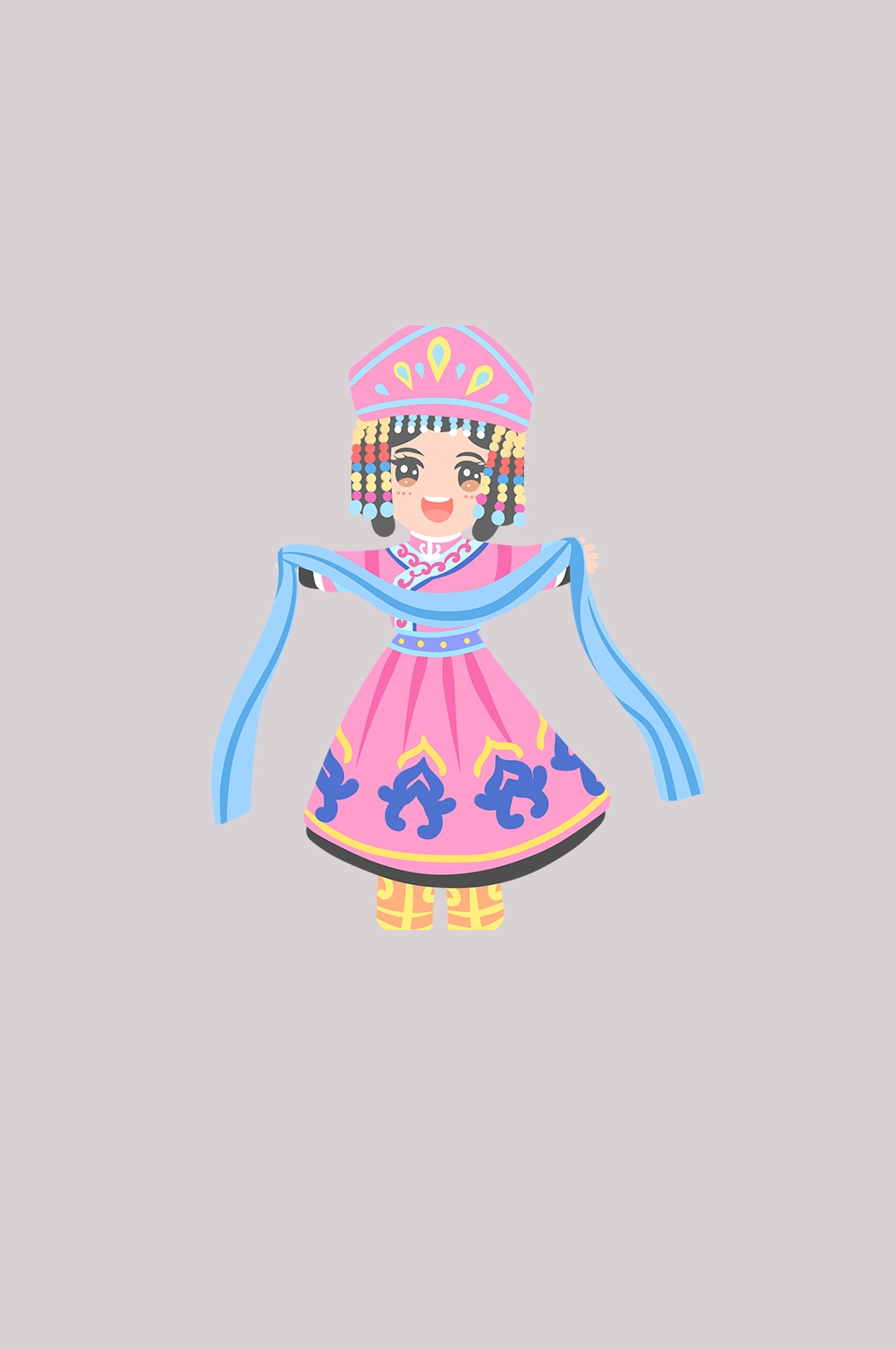 56个少数民族卡通人物服饰免抠元素插画39