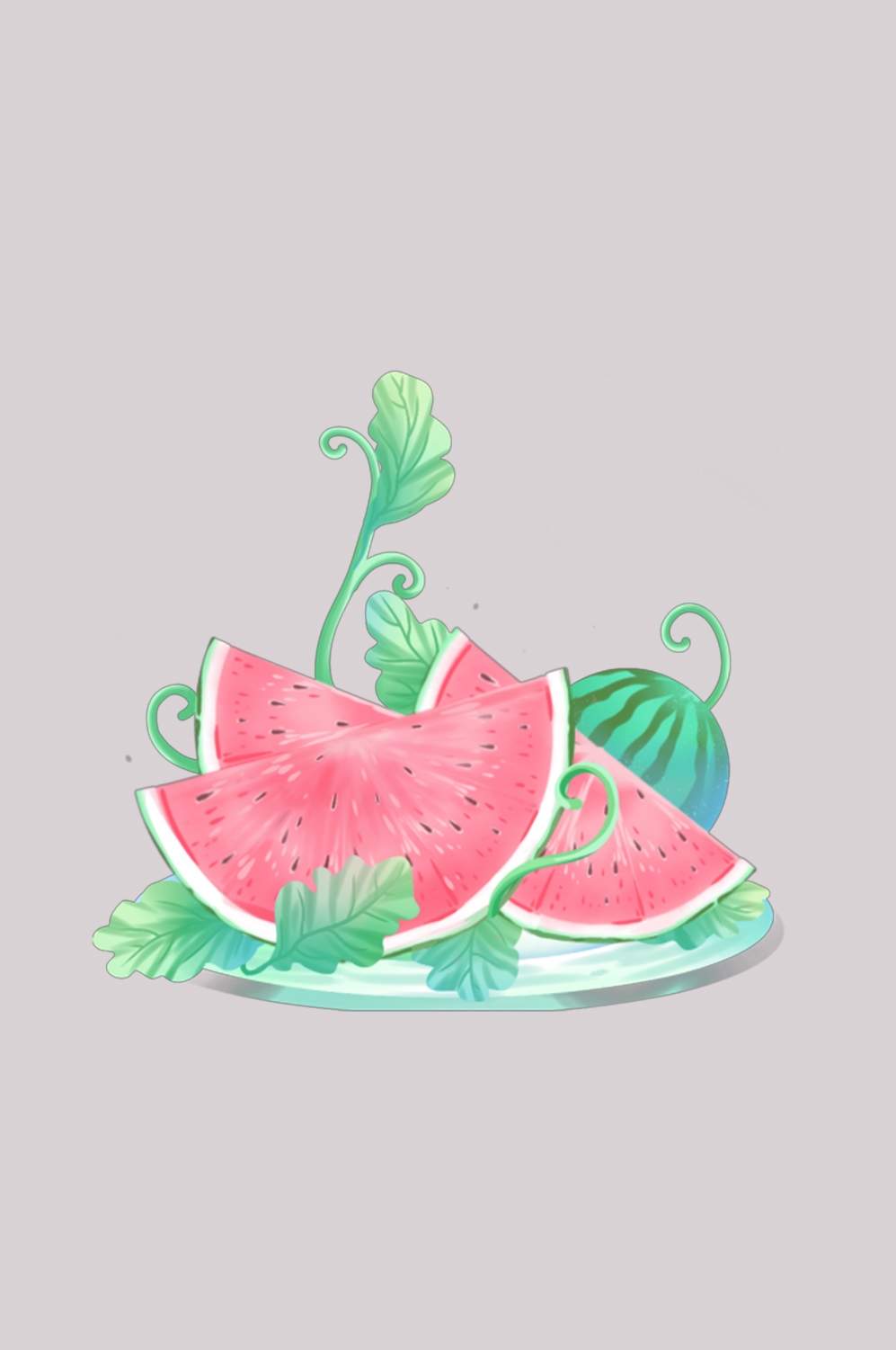 西瓜图片素材手绘西瓜插画装饰插图元素 png透明背景 (42)