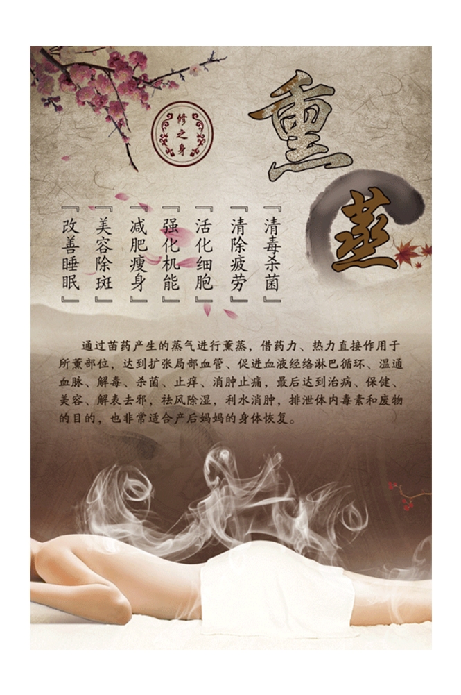 中药中医绿色美容养生熏蒸好处海报壁画灯箱装饰画 (28)