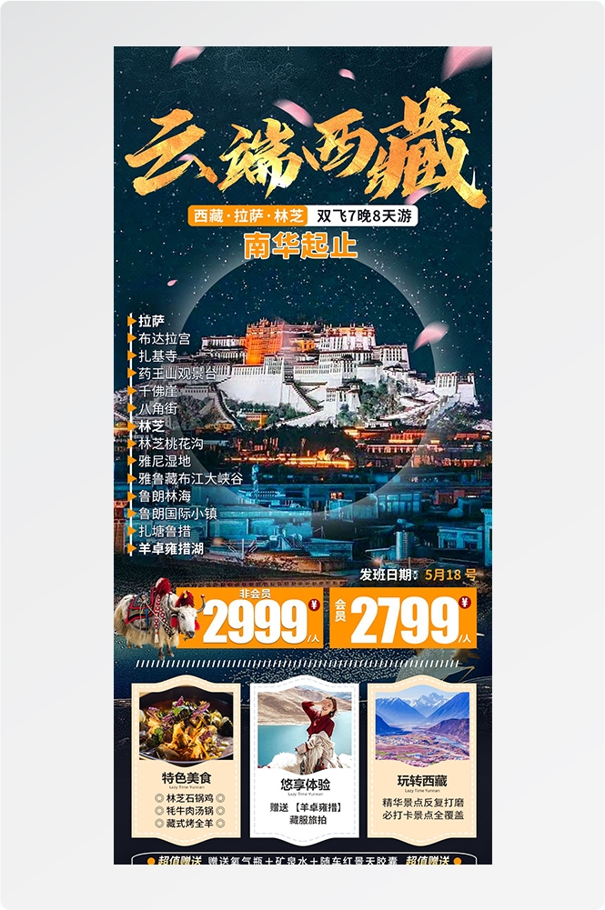 西藏拉萨布达拉宫川藏藏南灵芝日喀则海报易拉宝素材80
