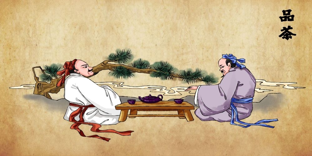 国风古代茶叶摘茶品茶人物插画传统工艺手工制作民间古典集市素材 (20)