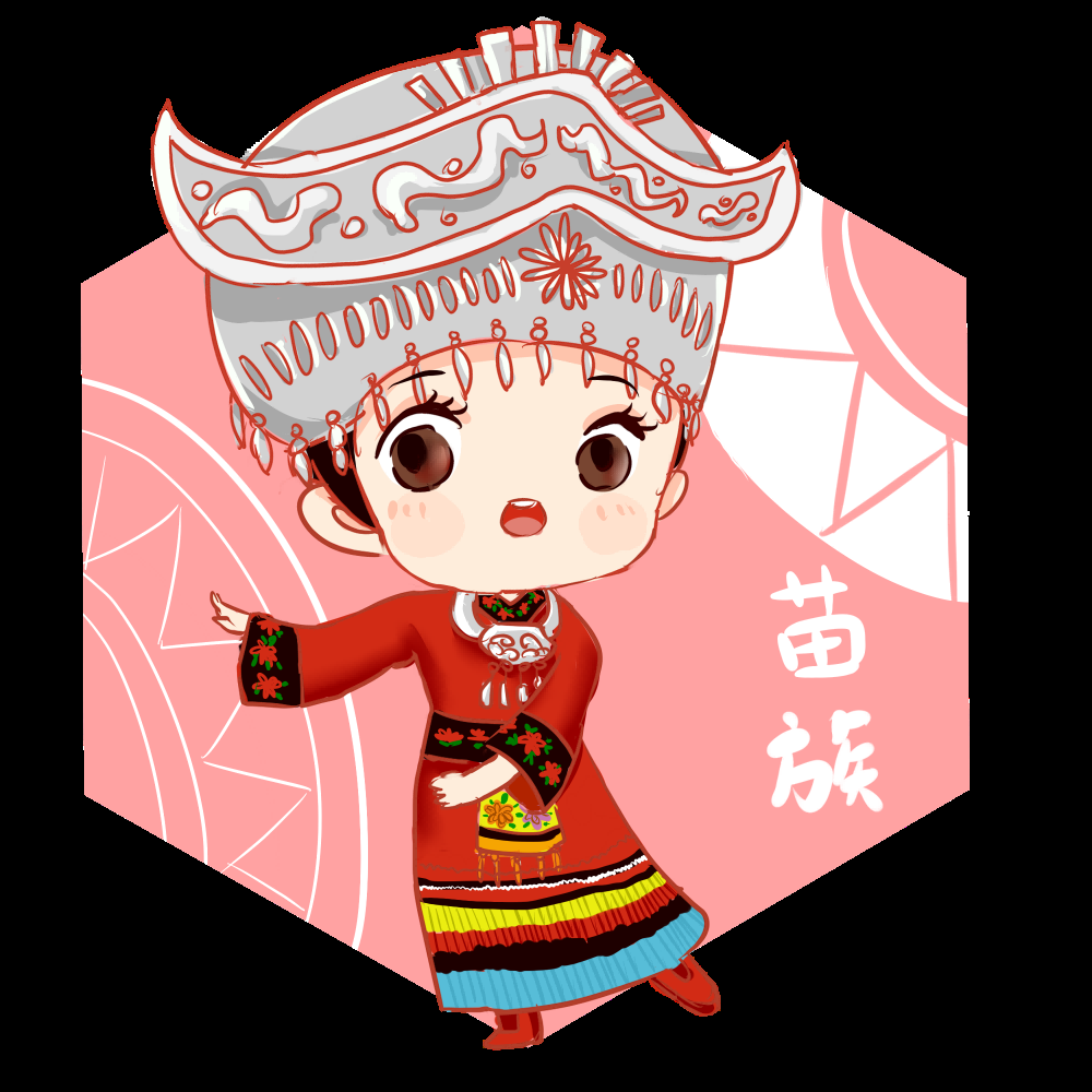 56个少数民族卡通人物服饰免抠元素插画99