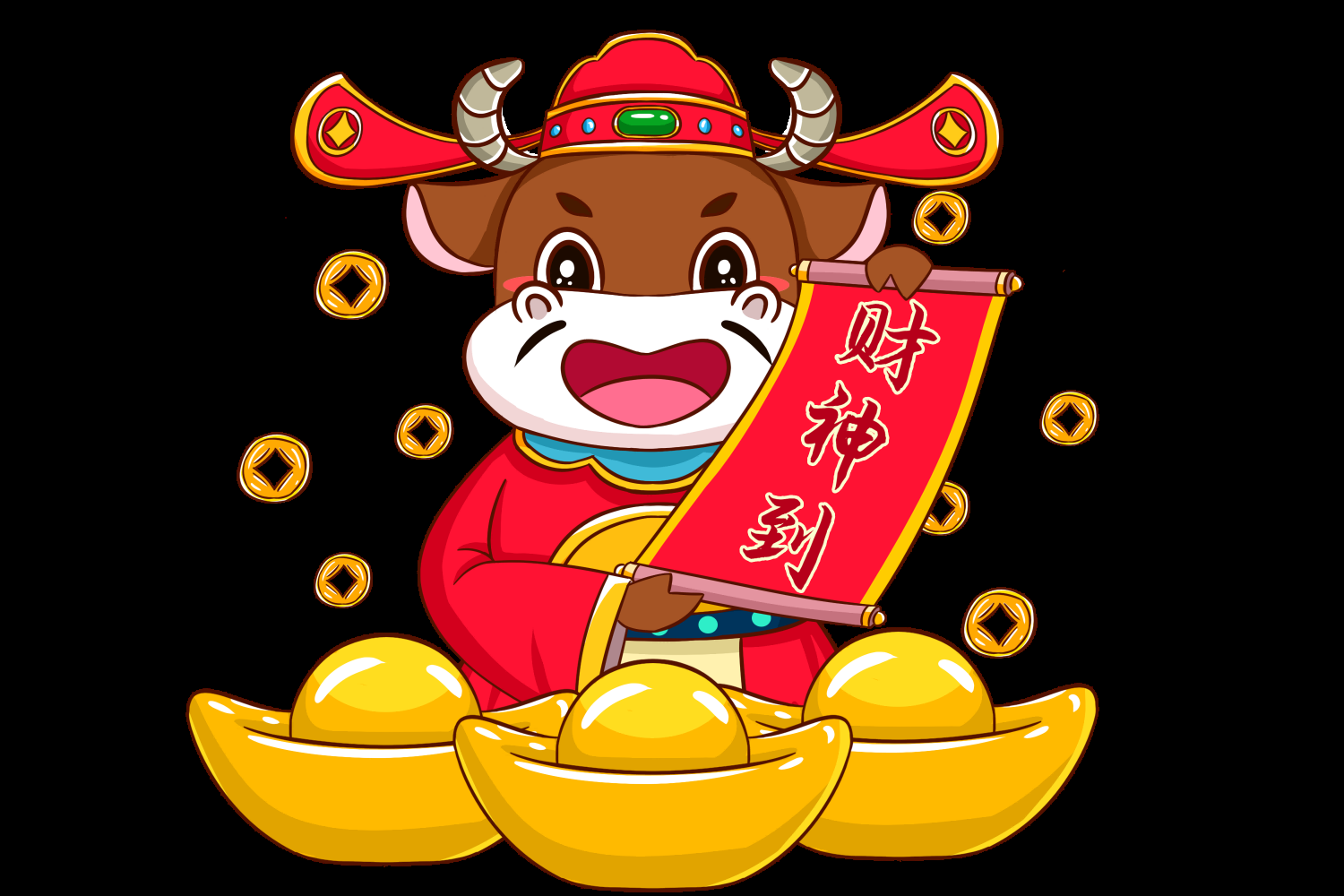 卡通财神插画表情免抠素材33