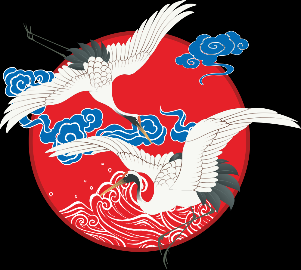 中国风国潮仙鹤海报插画装饰元素免抠素材50