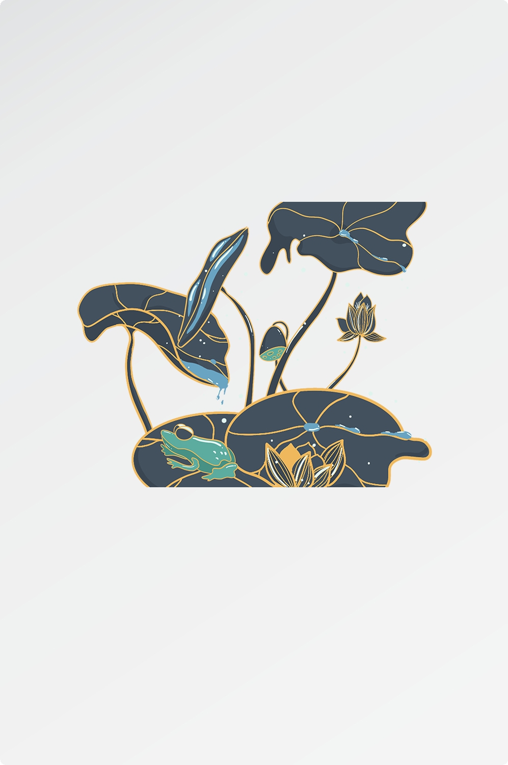 荷花荷叶素材图片插画装饰元素插图免抠37