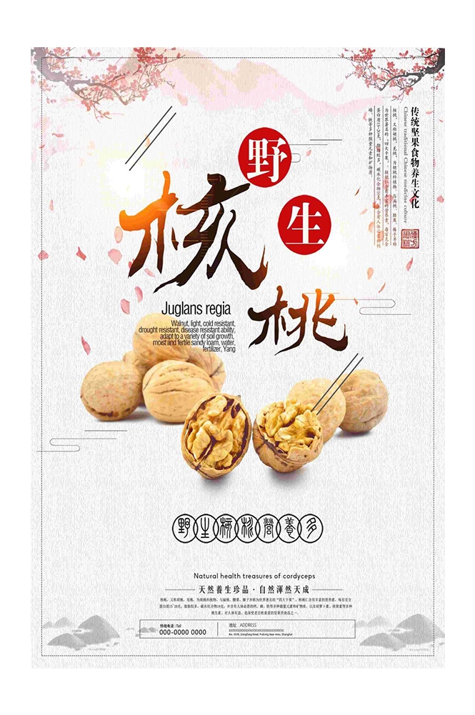 餐饮美食海报背景核桃核桃粉干果促销宣传单17