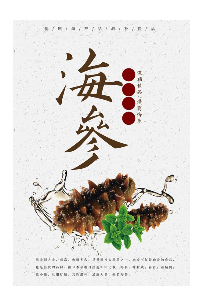 餐饮美食PSD海报背景模板高档食材海参促销宣传单 (6)