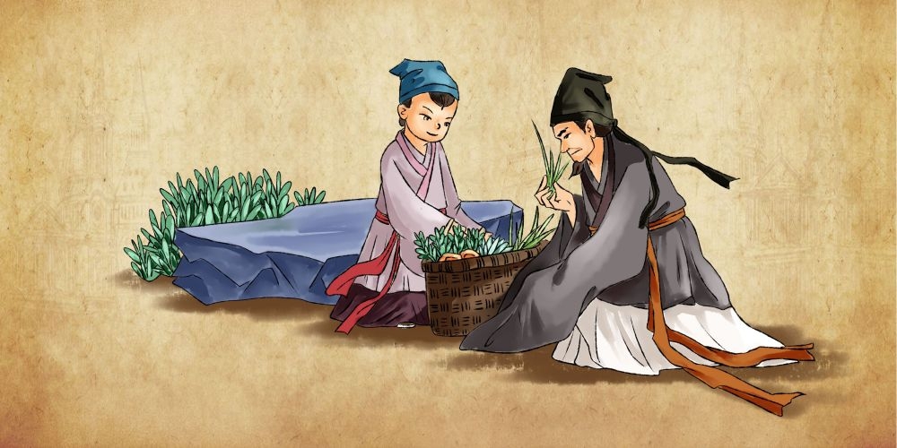 国风古代茶叶摘茶品茶人物插画传统工艺手工制作民间古典集市素材 (30)