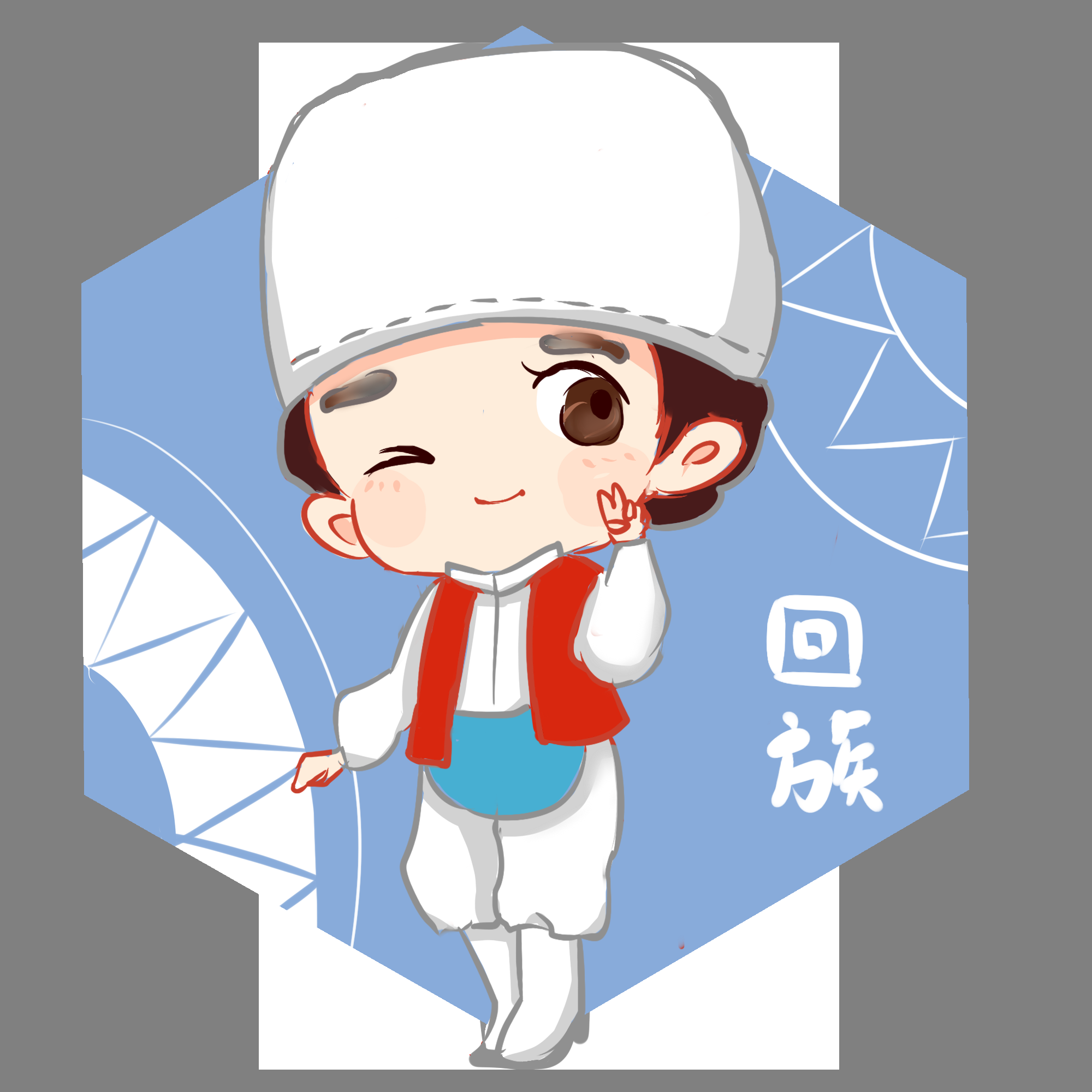 56个少数民族卡通人物服饰免抠元素插画41