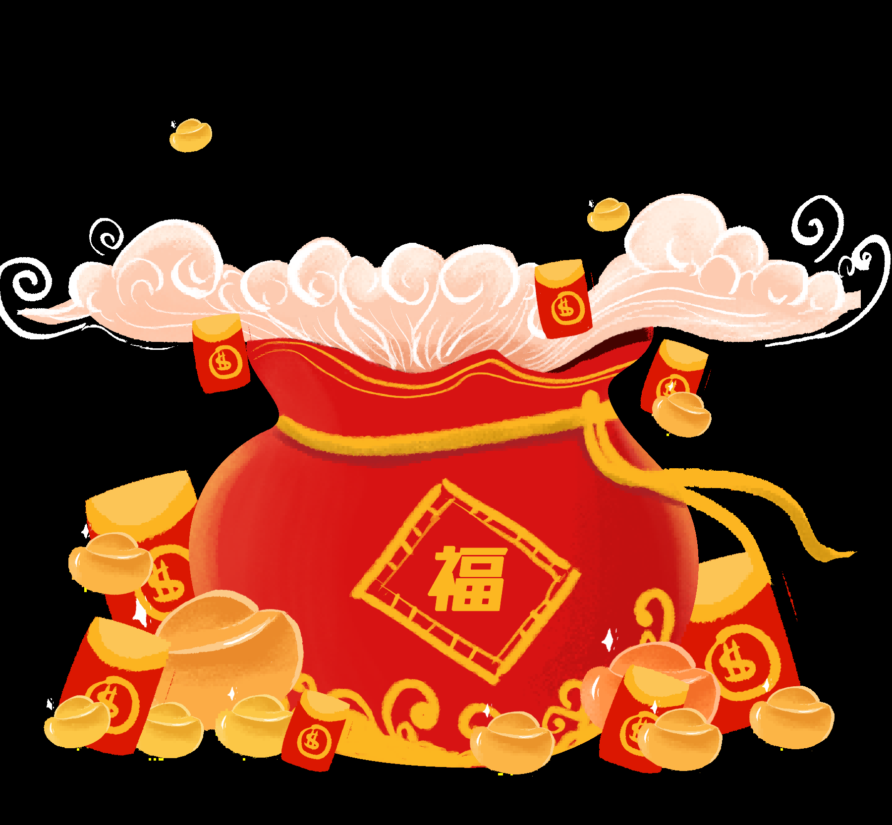 福袋钱袋插画图片装饰元素免抠素材111