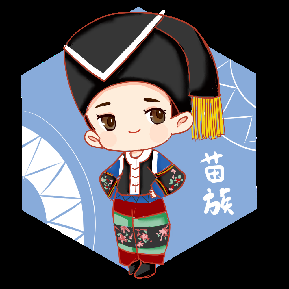 56个少数民族卡通人物服饰免抠元素插画90
