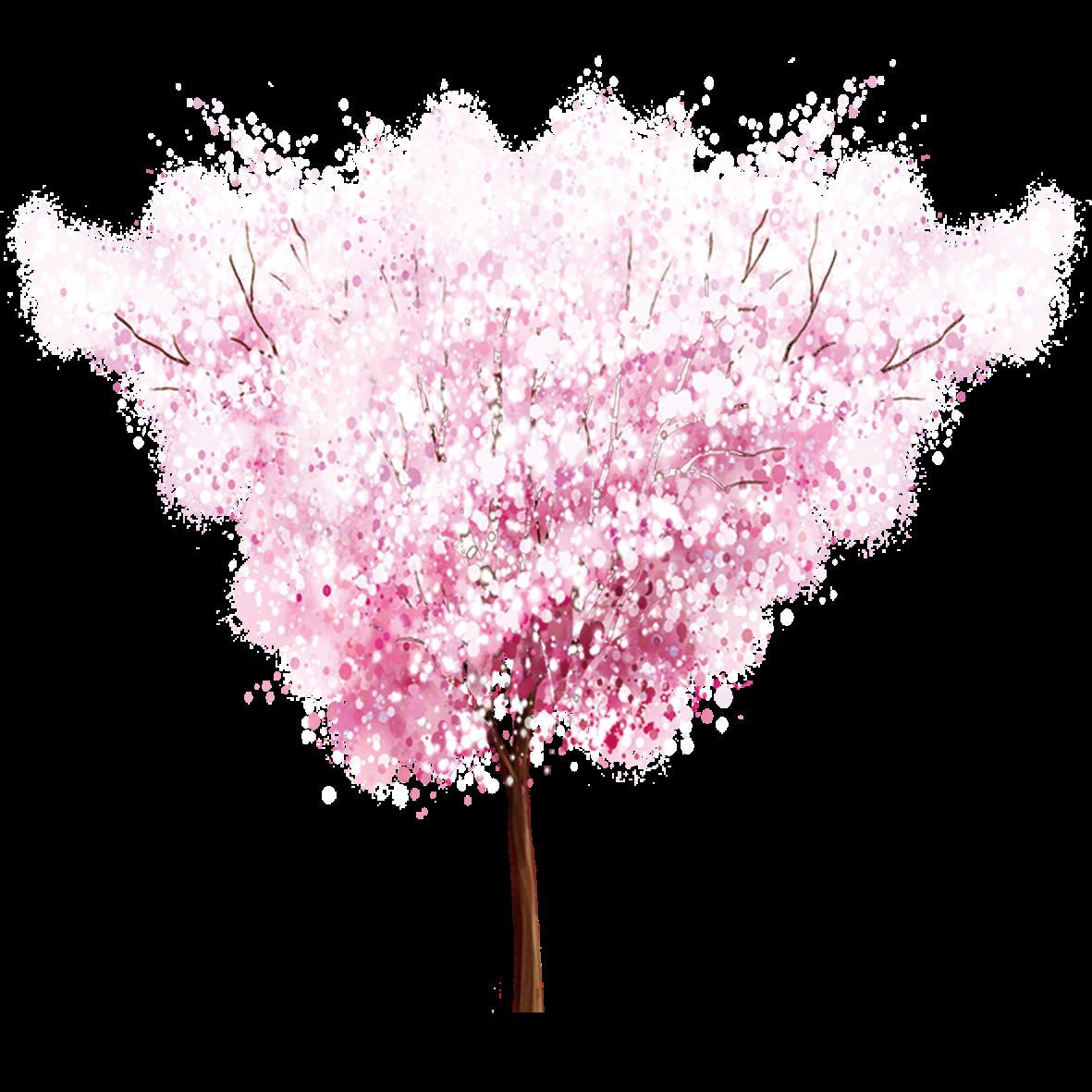 唯美樱花花树花枝樱花飘落图片装饰插图免抠31
