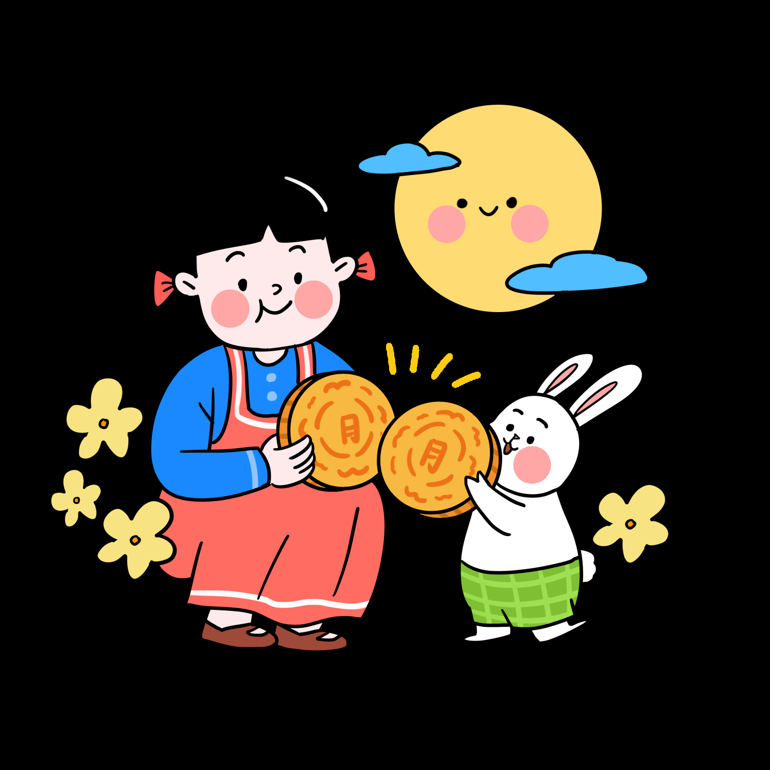 卡通嫦娥仙女中秋节免抠素材装饰元素97