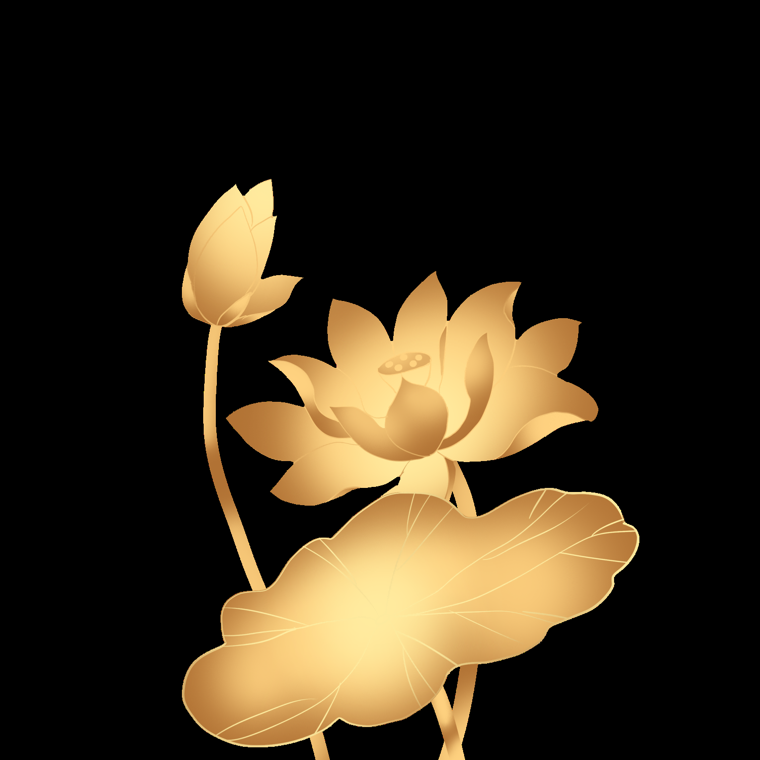 金色莲花装饰元素免抠素材16