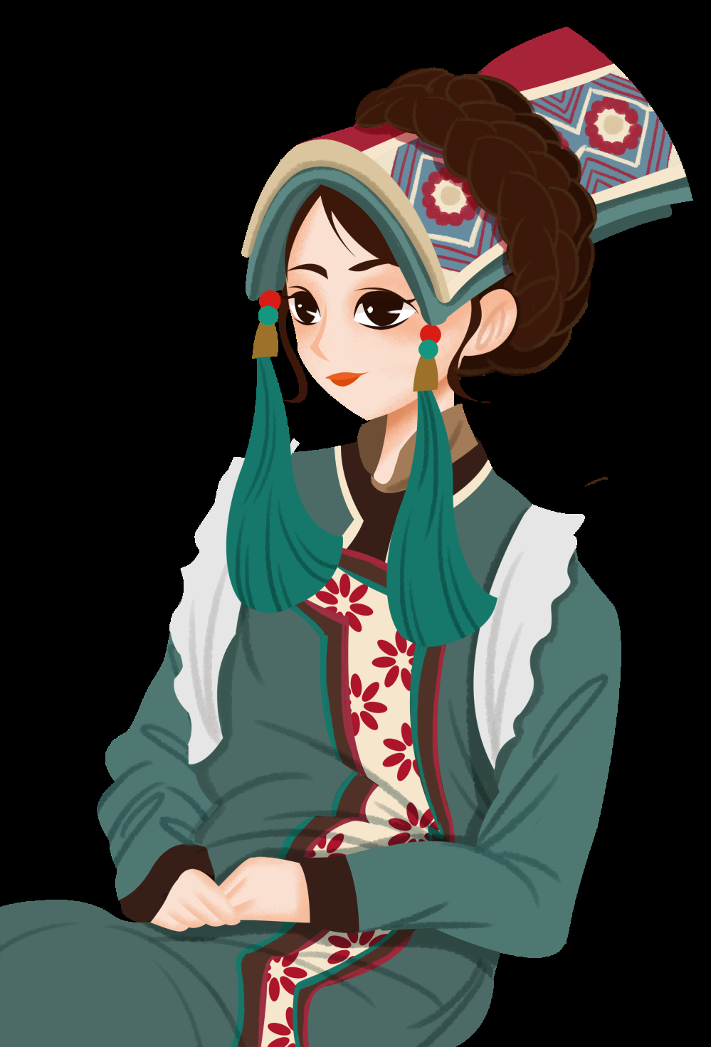 56个少数民族卡通人物服饰免抠元素插画131