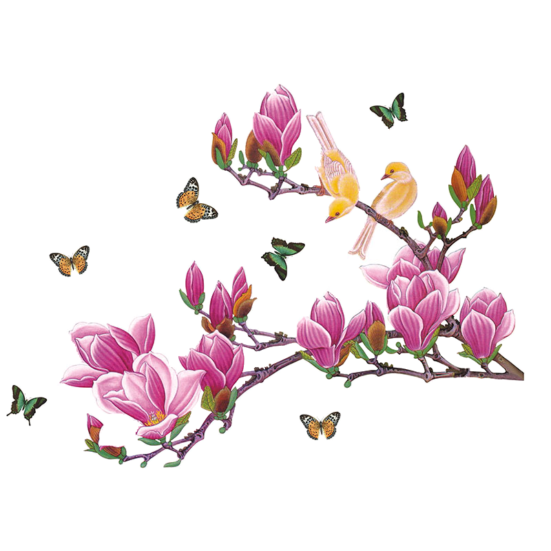 手绘淡雅玉兰花枝花朵装饰元素插图免抠素材42