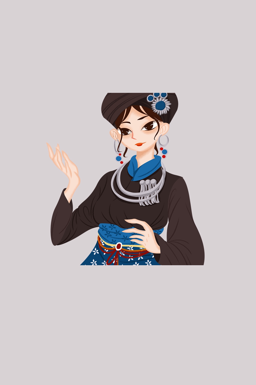 56个少数民族卡通人物服饰免抠元素插画92